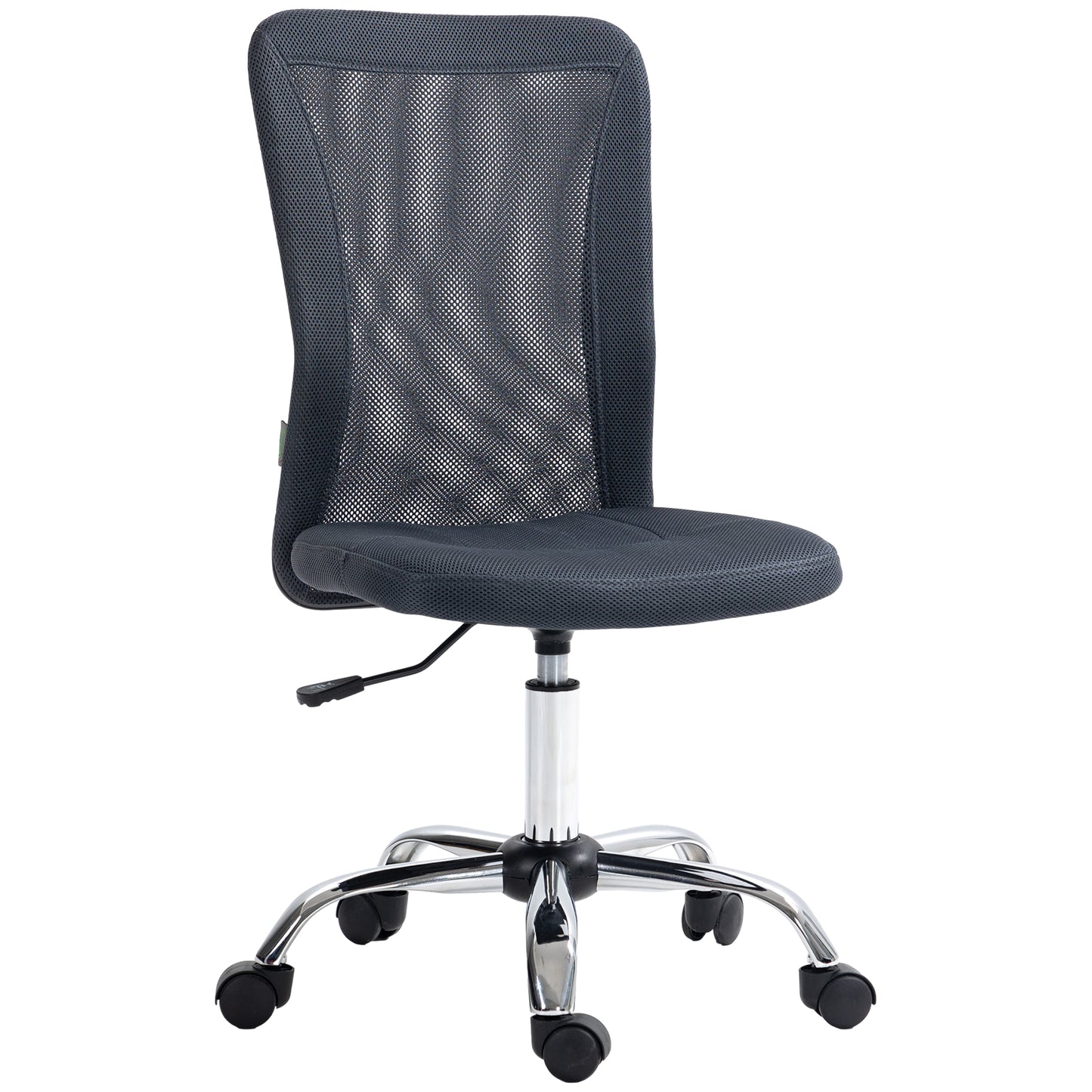 Image for Vinsetto Computer Desk Chair, Mesh Office Chair with Adjustable Height and Swivel Wheels, Armless Study Chair, Dark Grey