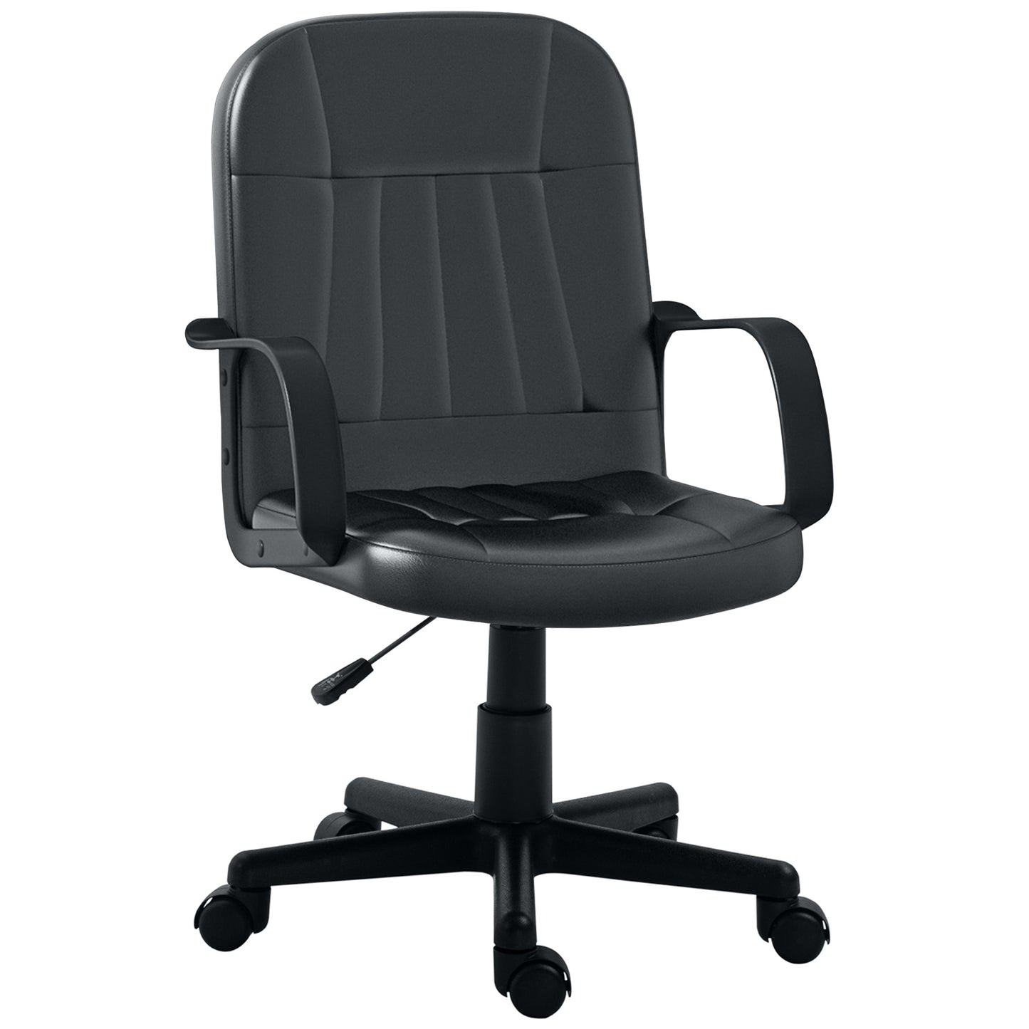 Image for HOMCOM Swivel Executive Office Chair PU Leather Computer Desk Chair Office Furniture Gaming Seater - Black