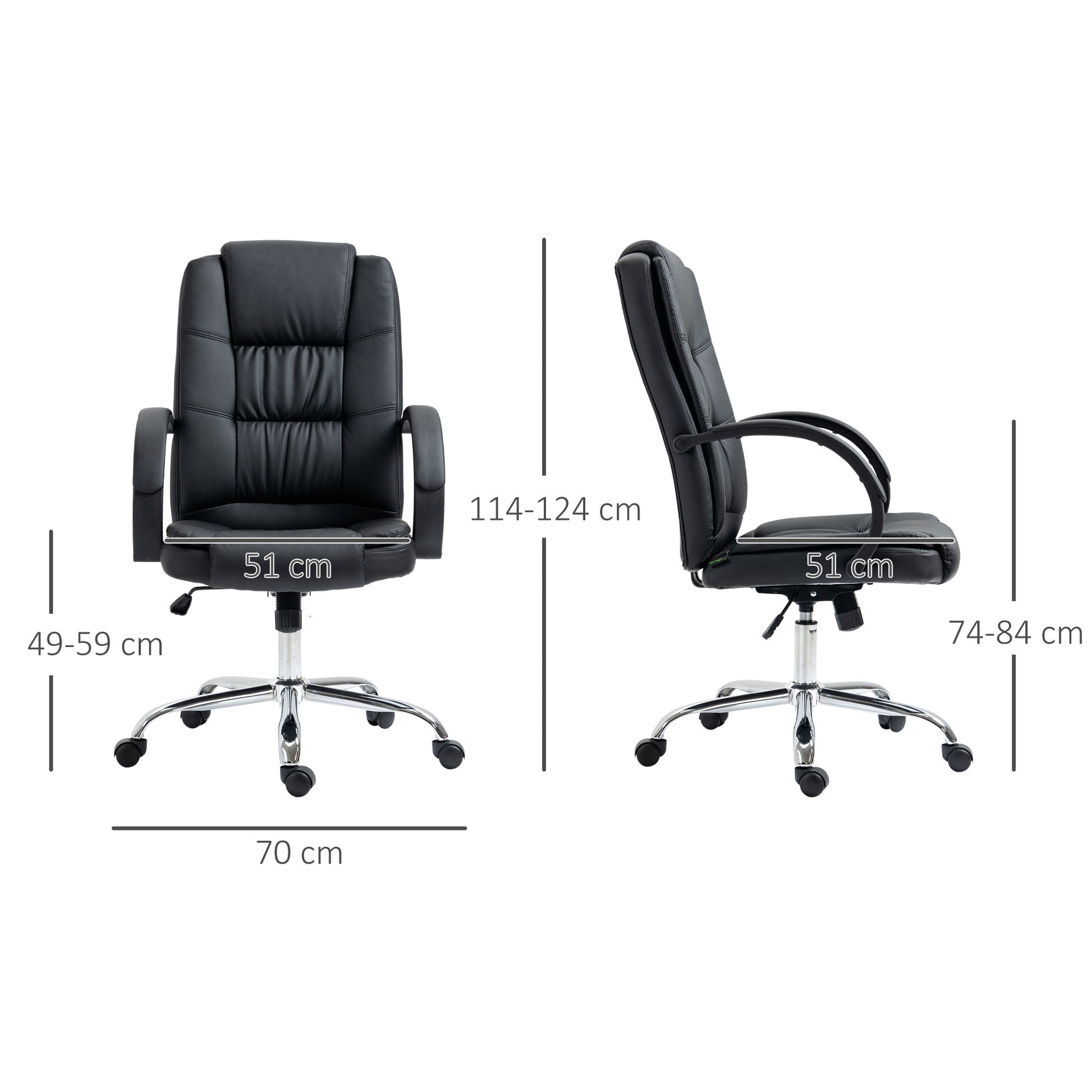 Image for Vinsetto High Back Swivel Chair, PU Leather Executive Office Chair with Padded Armrests, Adjustable Height, Tilt Function, Black