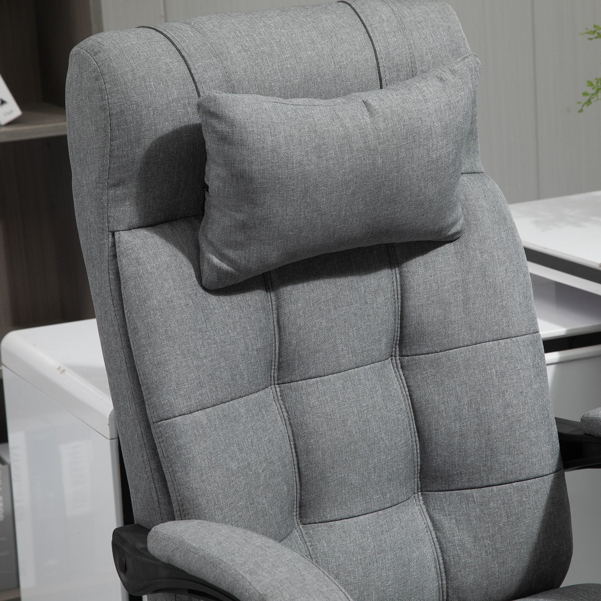 Image for Vinsetto Office Chair with Footrest Ergonomic Office Chair with Armrests Lumber Support and Headrest Light Grey