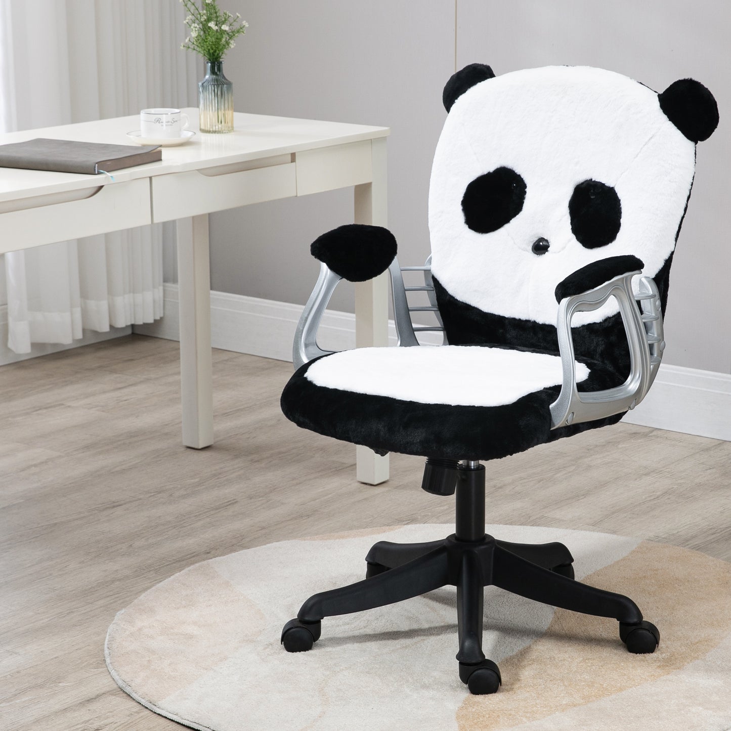 Image for Vinsetto Cute Office Chair, Fluffy Panda Desk Chair with Padded Armrests, Tilt Function, Adjustable Height, Black and White