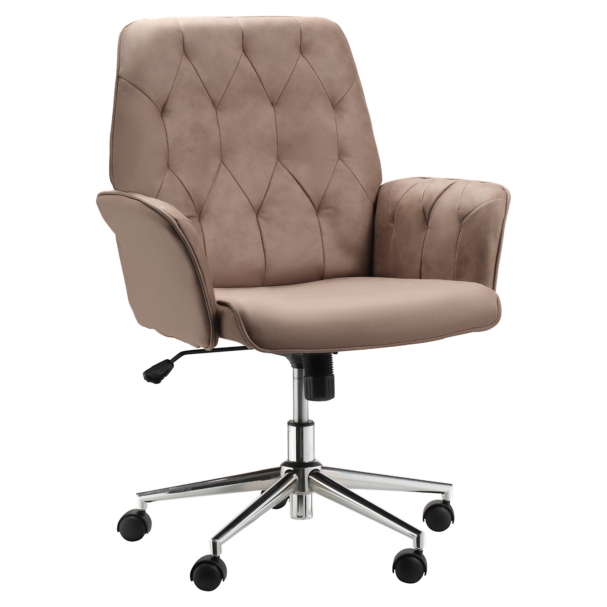 Image for Vinsetto Micro Fibre Office Chair Mid Back Computer Desk Chair with Adjustable Seat, Arm, Brown