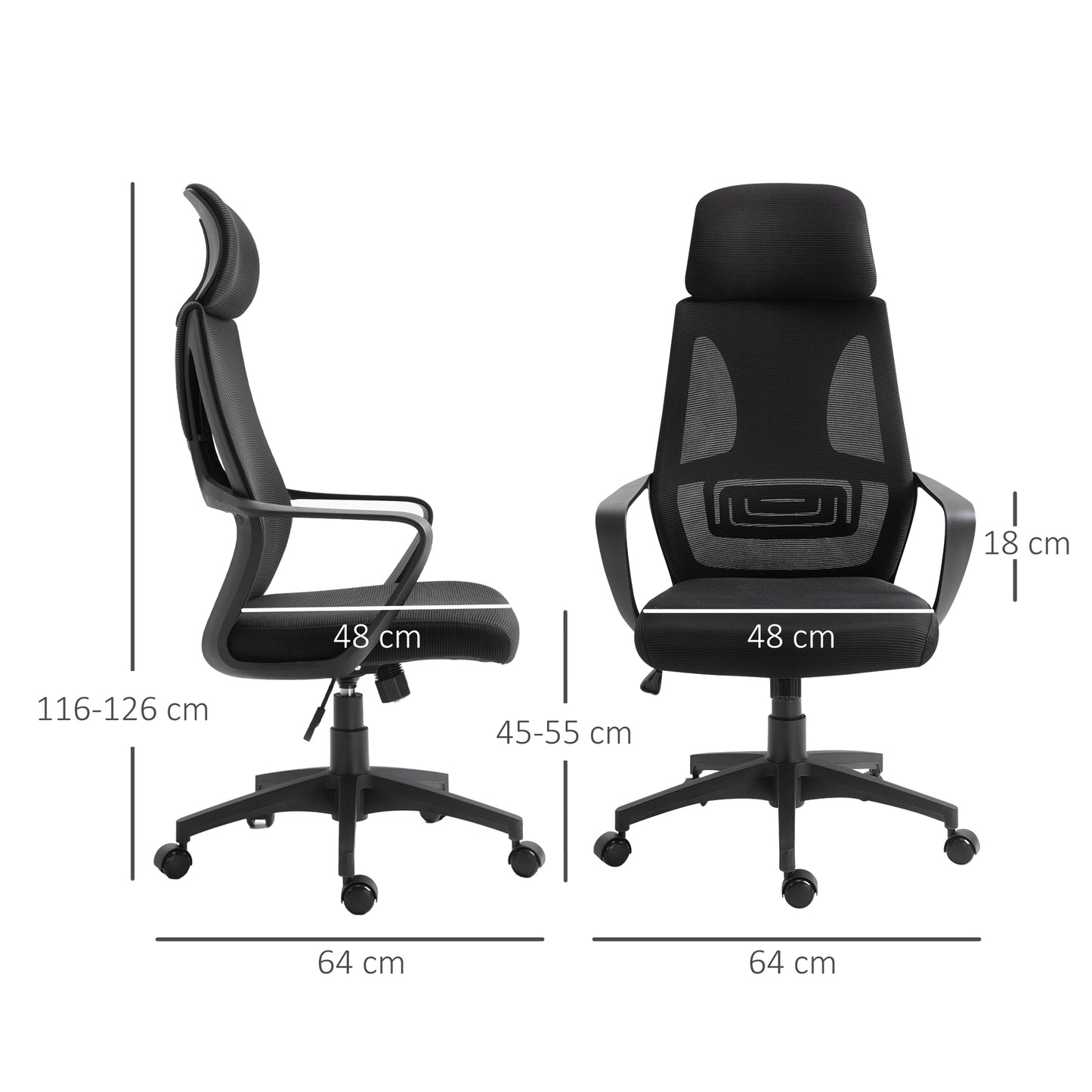 Image for Vinsetto Ergonomic Office Chair w/ Wheel, High Mesh Back, Adjustable Height Home Office Chair - Black