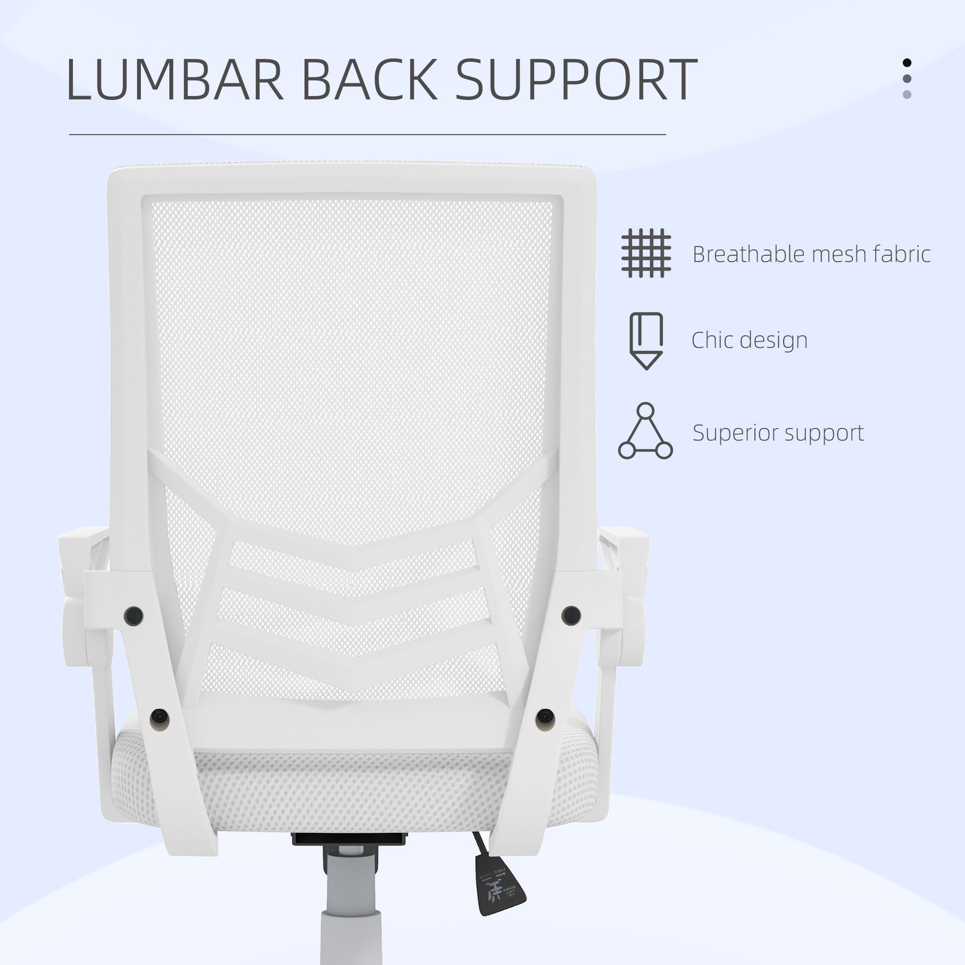 Image for Vinsetto Mesh Office Chair, Computer Desk Chair with Flip-up Armrests, Lumbar Back Support and Swivel Wheels, White