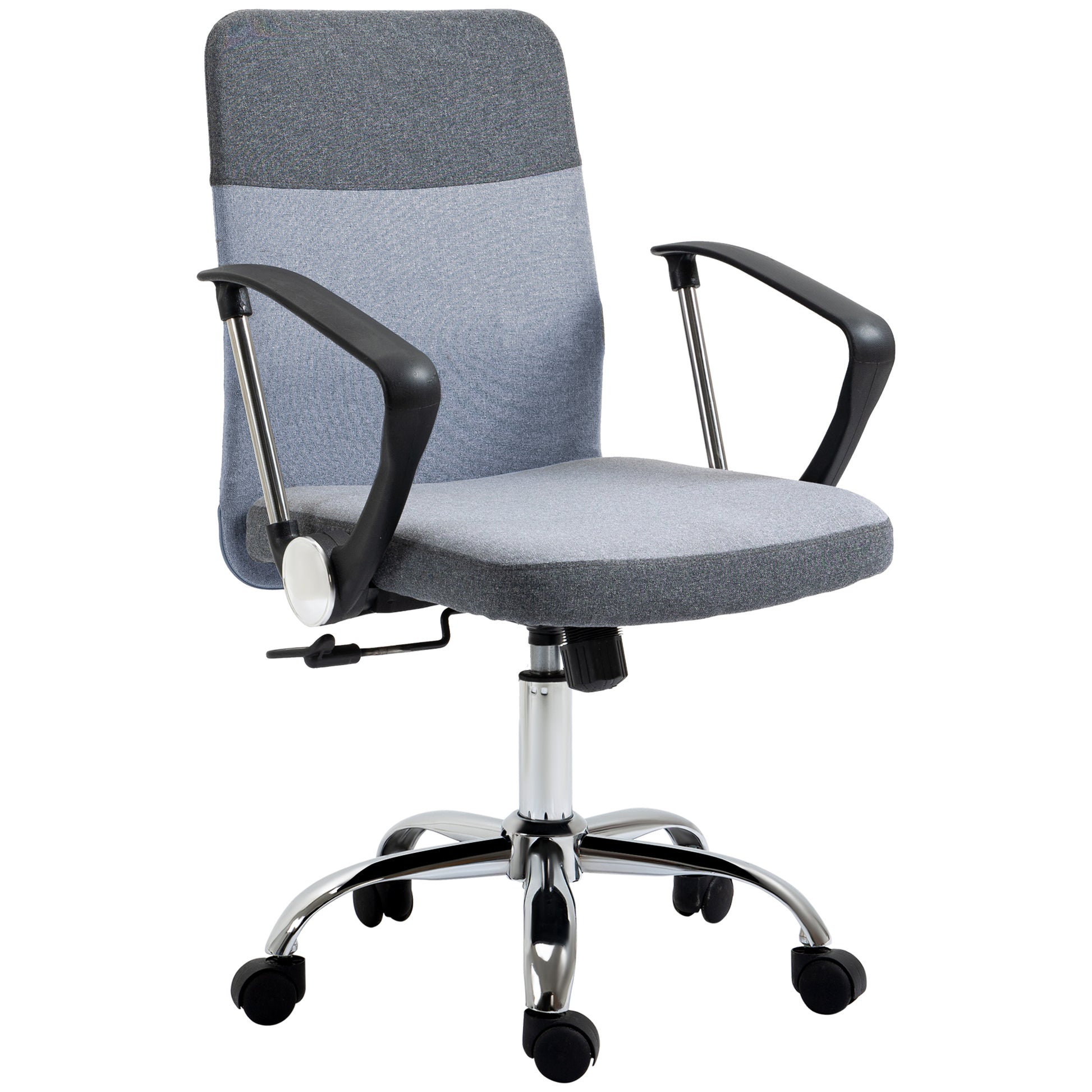 Image for Vinsetto Ergonomic Office Chair Linen Fabric Swivel Computer Desk Chair Home Study Adjustable Chair with Wheels, Grey