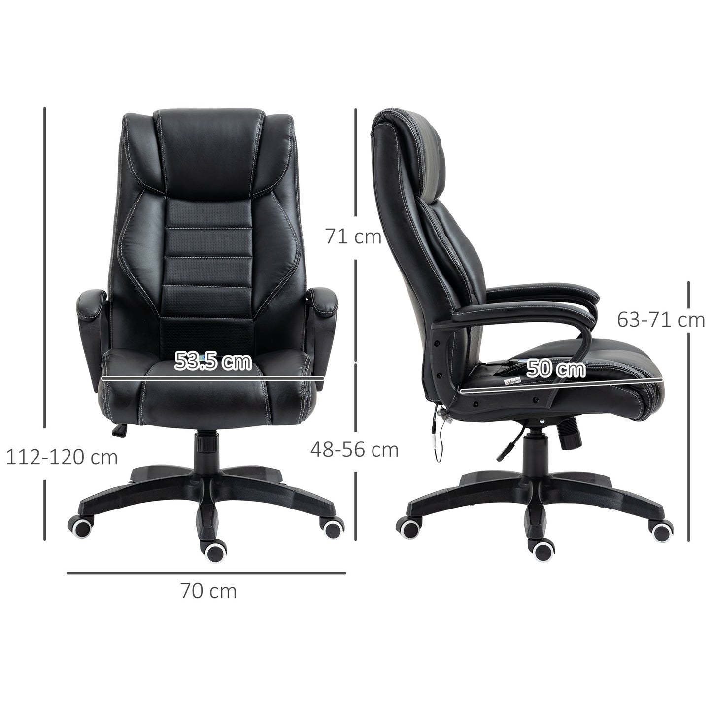 Image for Vinsetto High Back Executive Office Chair 6- Point Vibration Massage Extra Padded Swivel Ergonomic Tilt Desk Seat, Black