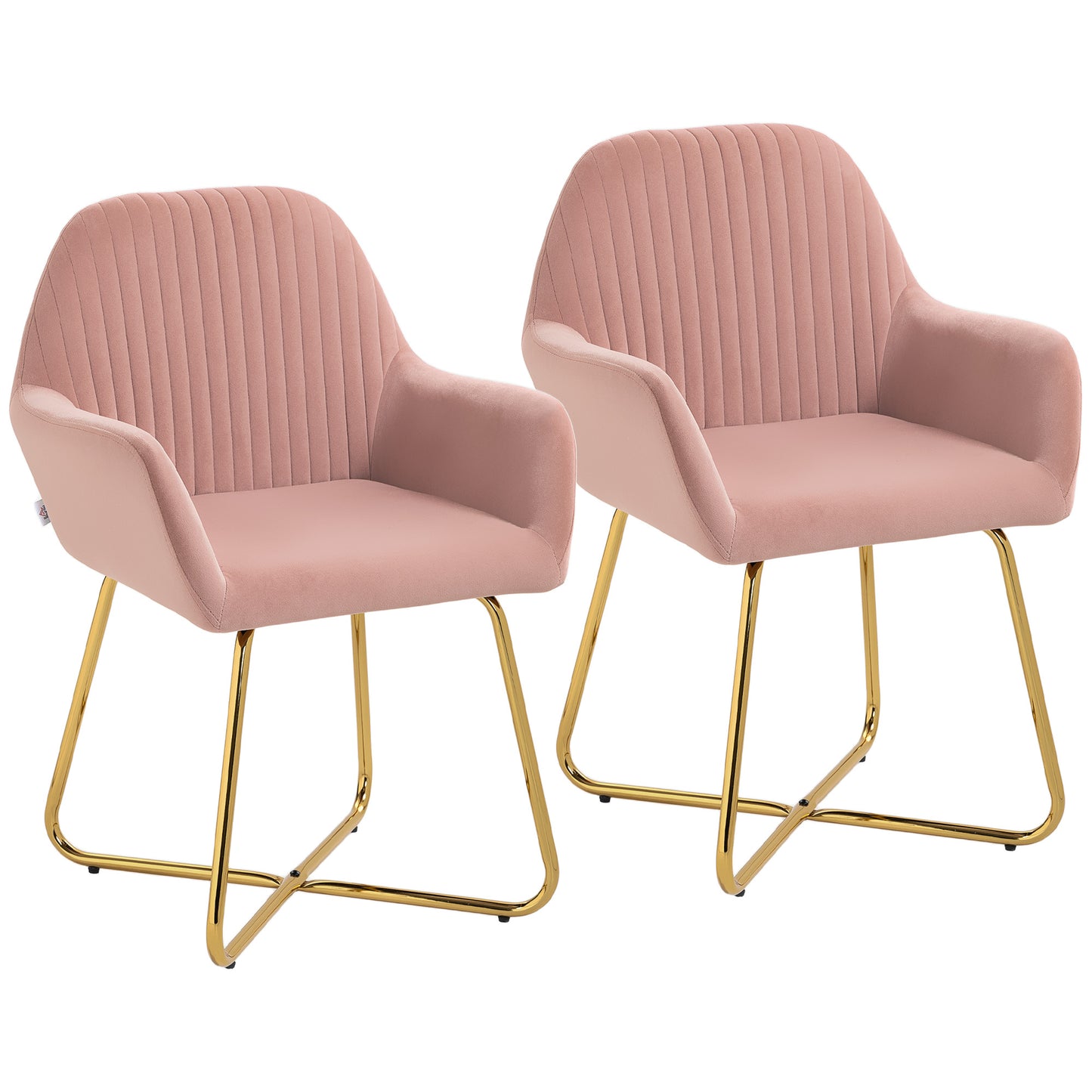 HOMCOM Modern Arm Chair Set of 2 Upholstered Accent Chair with Metal Base for Living Room - ChairwayUK