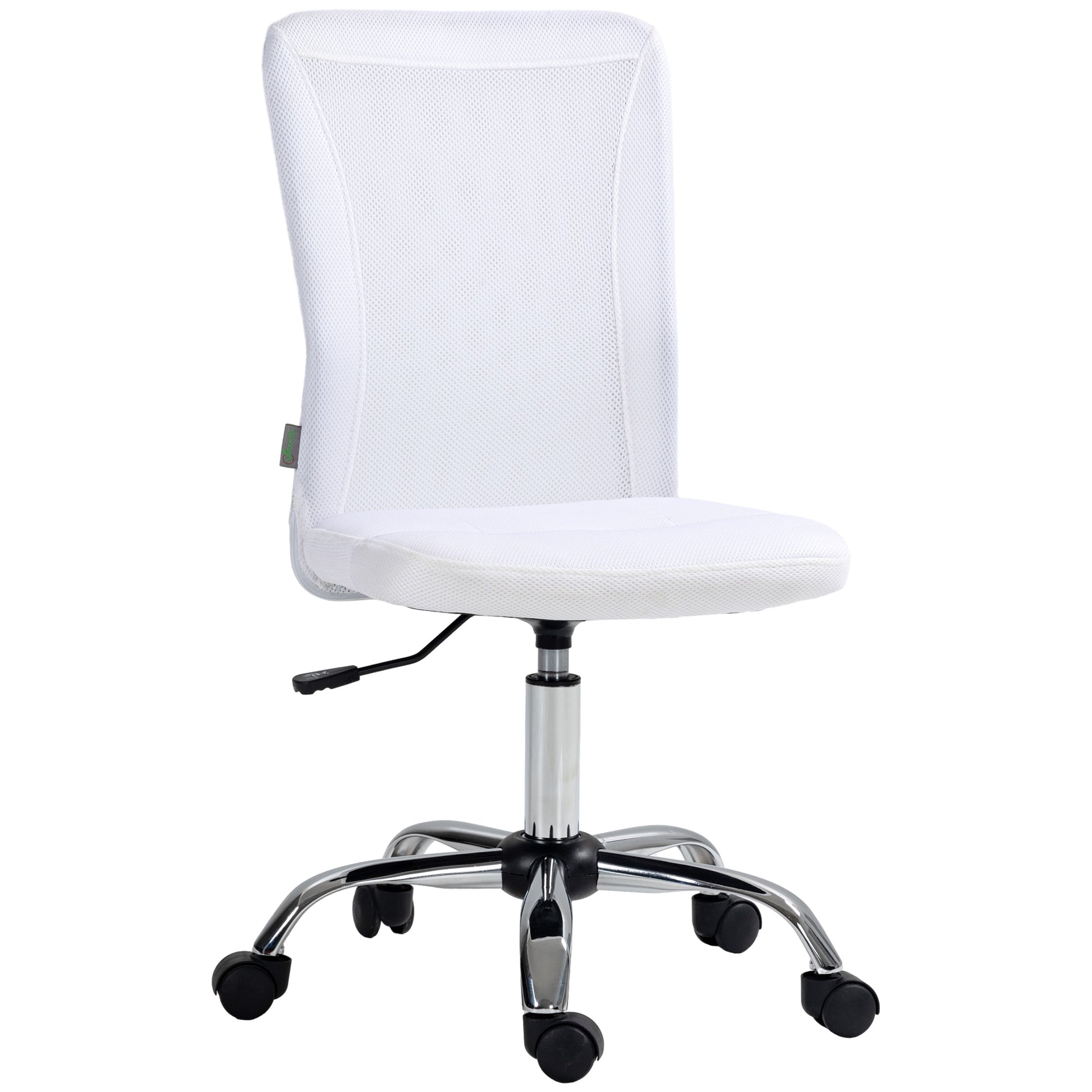 Image for Vinsetto Computer Desk Chair, Mesh Office Chair with Adjustable Height and Swivel Wheels, Armless Study Chair, White