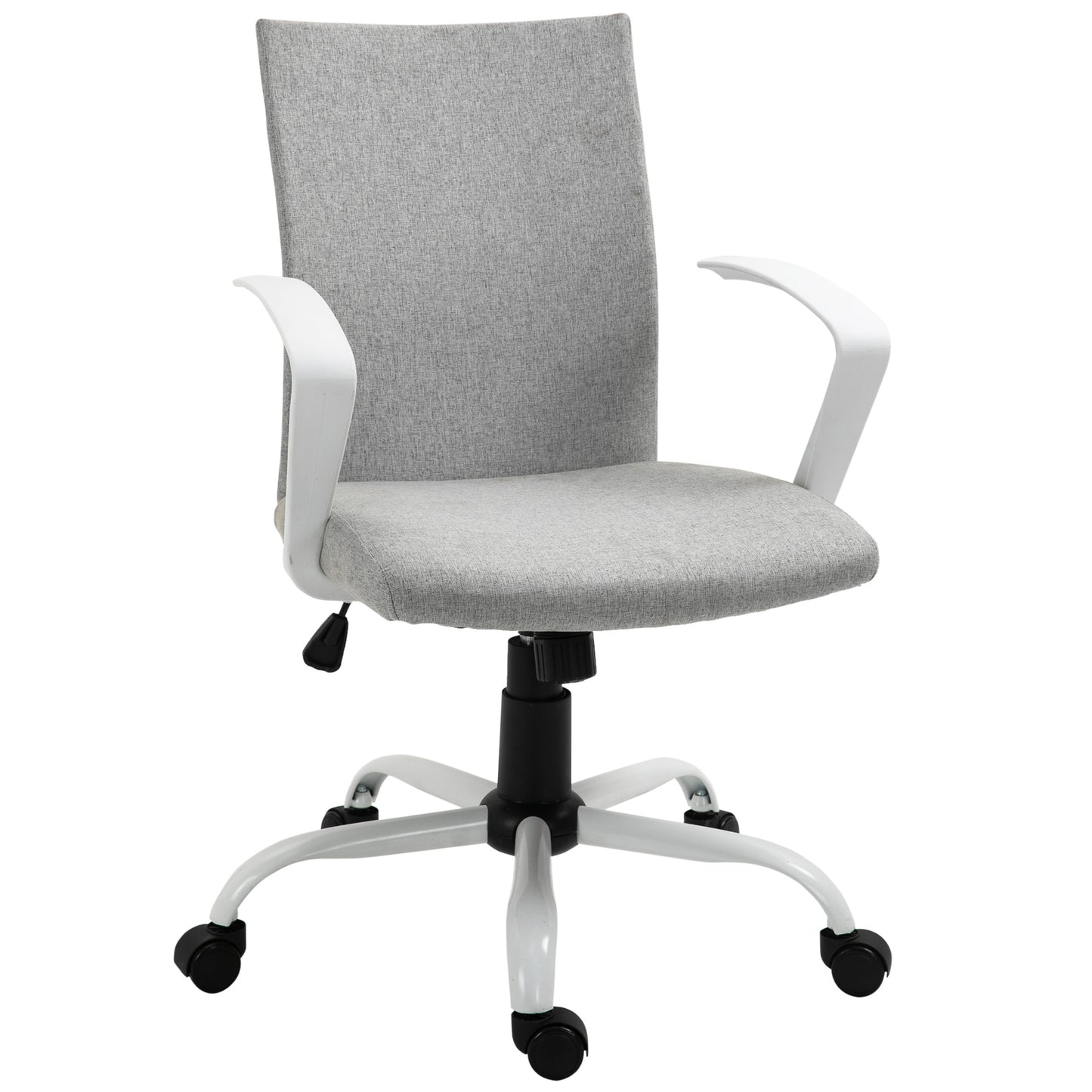 Image for Vinsetto Office Chair Linen Swivel Computer Desk Chair Home Study Task Chair with Wheels, Arm, Adjustable Height, Light Grey