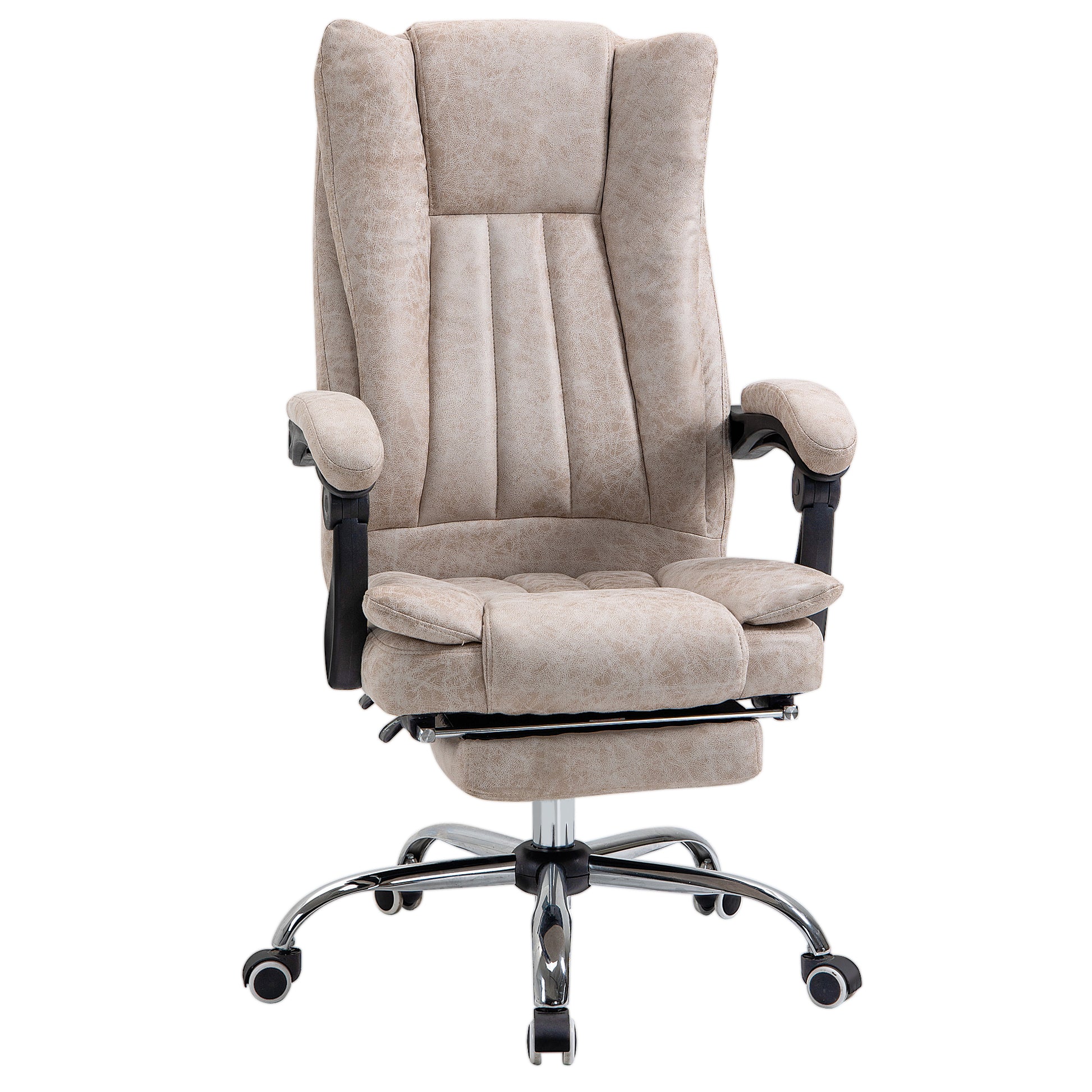 Image for Vinsetto Home Office Chair Microfibre Desk Chair with Reclining Function Armrests Swivel Wheels Footrest Beige