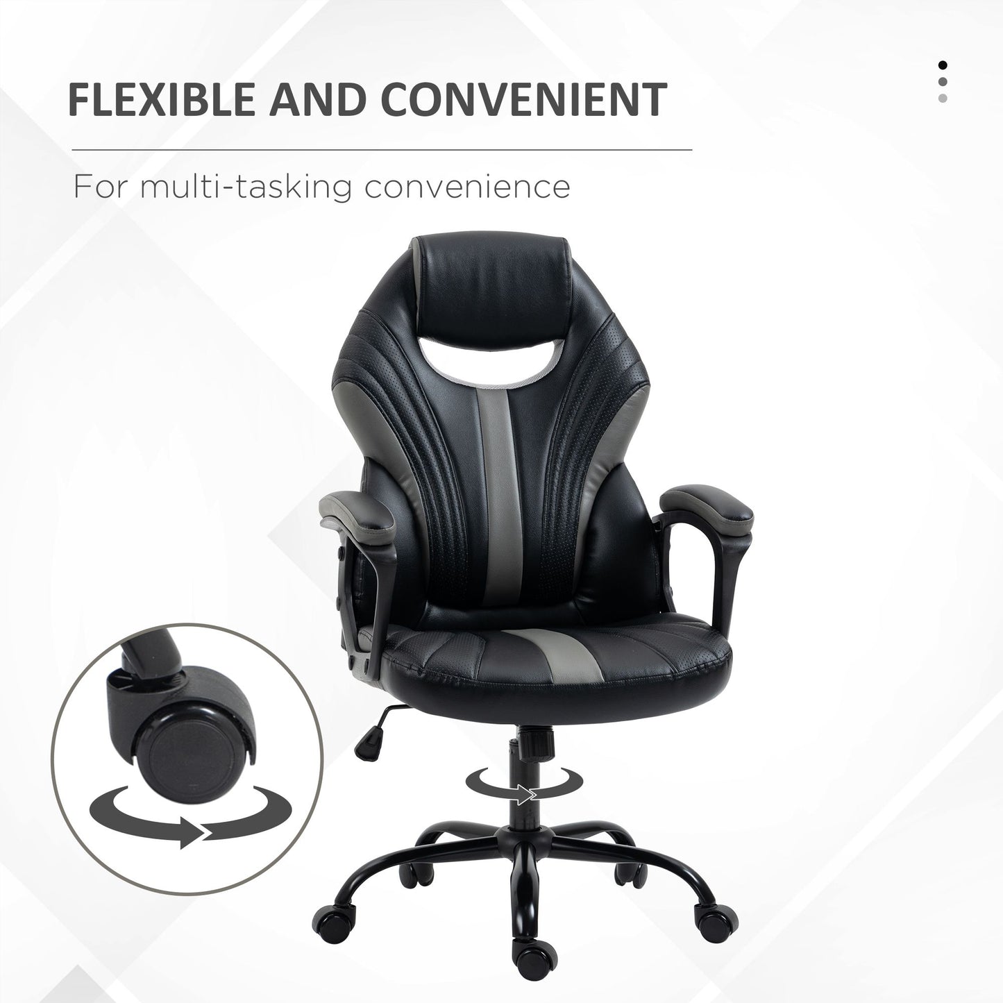 Image for Vinsetto Racing Gaming Chair, Home Office Computer Desk Chair, Faux Leather Gamer Chair with Swivel Wheels, Black Grey