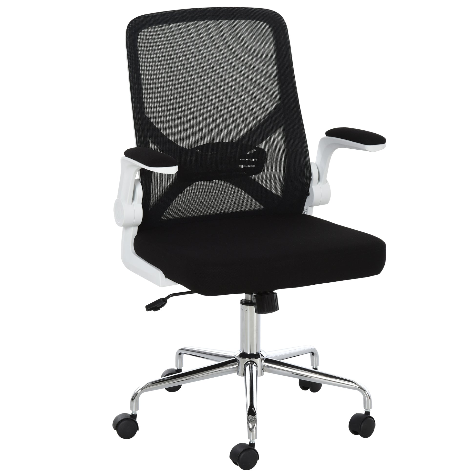 Image for Vinsetto Mesh Office Chair with Flip-Up Arm, Lumbar Support, Home Task High Back Swivel Chair Adjustable Height, Black