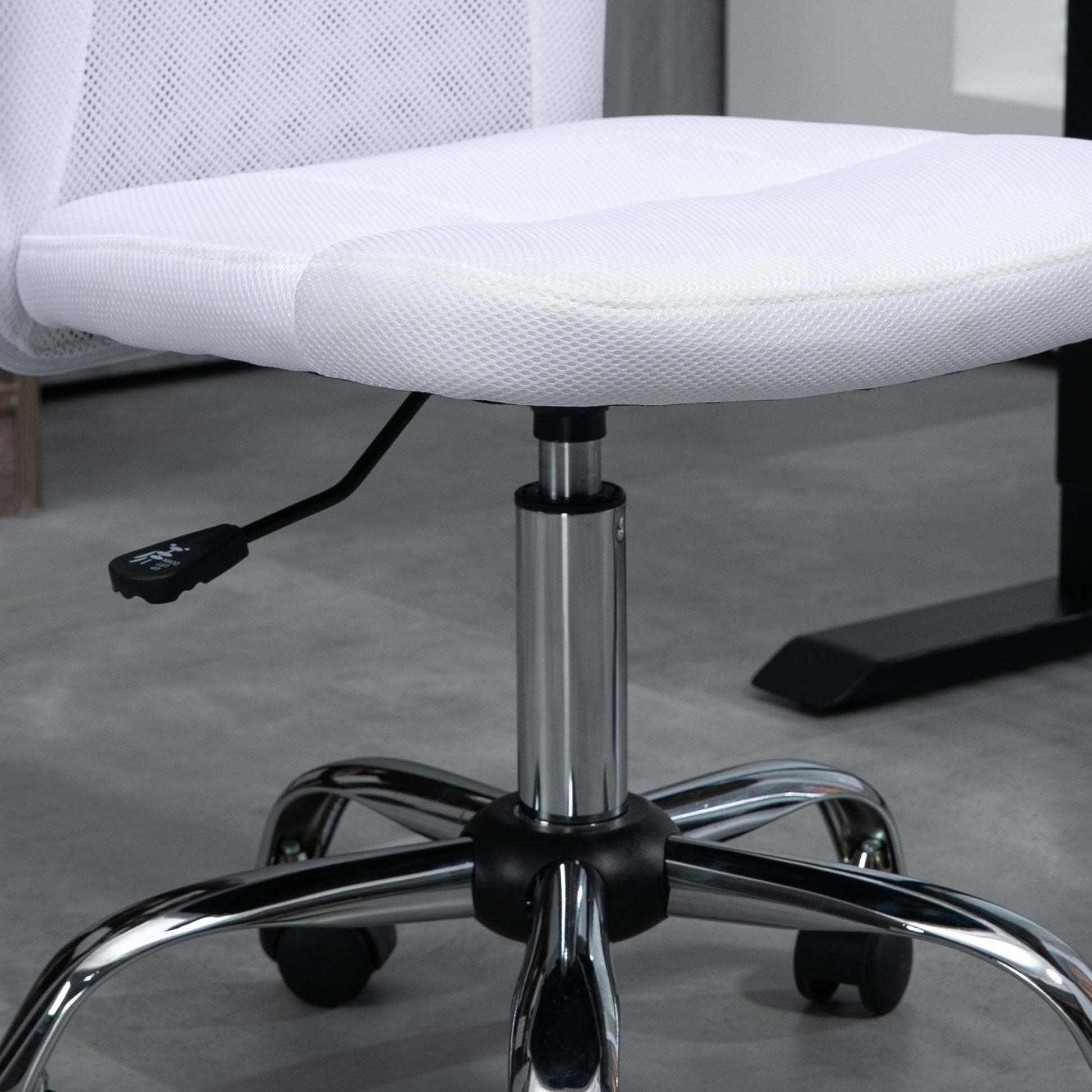 Image for Vinsetto Computer Desk Chair, Mesh Office Chair with Adjustable Height and Swivel Wheels, Armless Study Chair, White