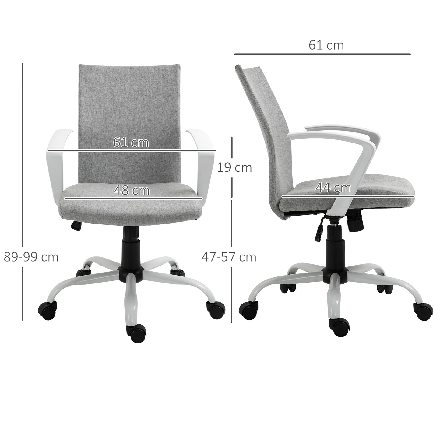 Image for Vinsetto Office Chair Linen Swivel Computer Desk Chair Home Study Task Chair with Wheels, Arm, Adjustable Height, Light Grey