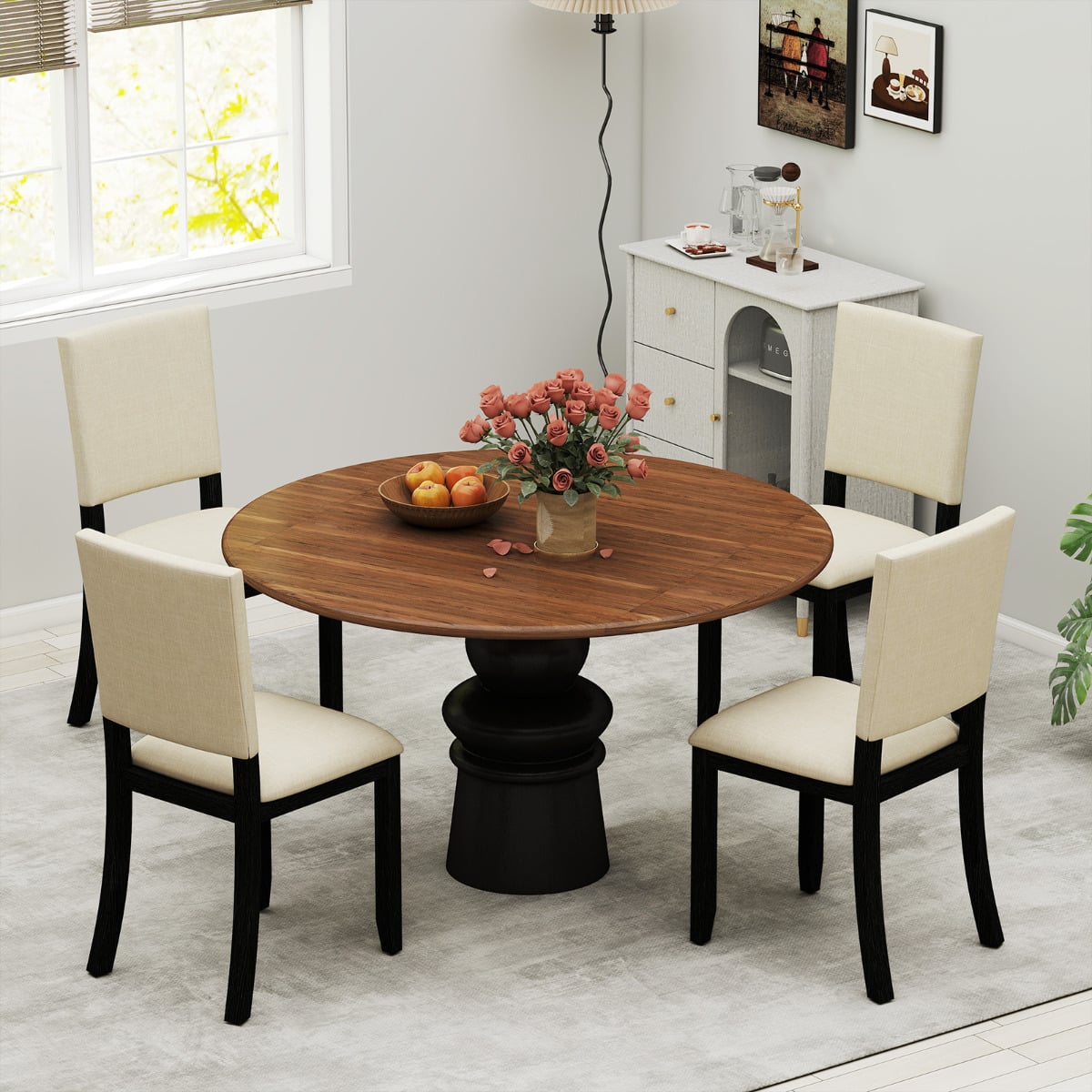 Upholstered Dining Chairs Set of 4 with Soft Padded Seat and Solid Wood Frame lifestyle