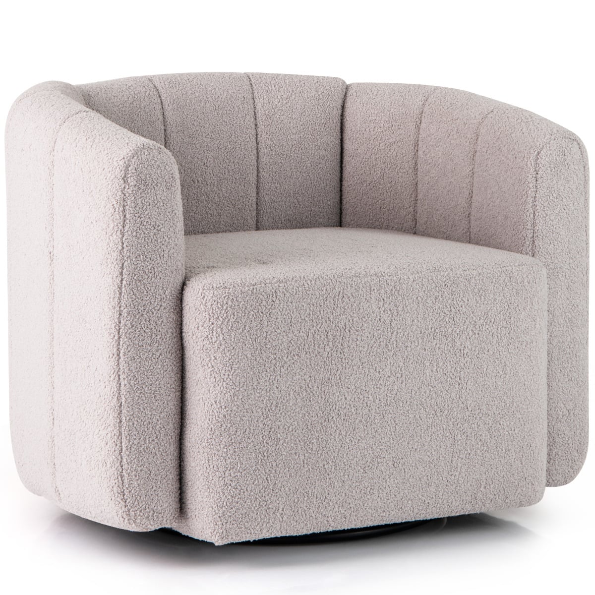Upholstered Swivel Barrel Chair with Backrest and Armrest Grey