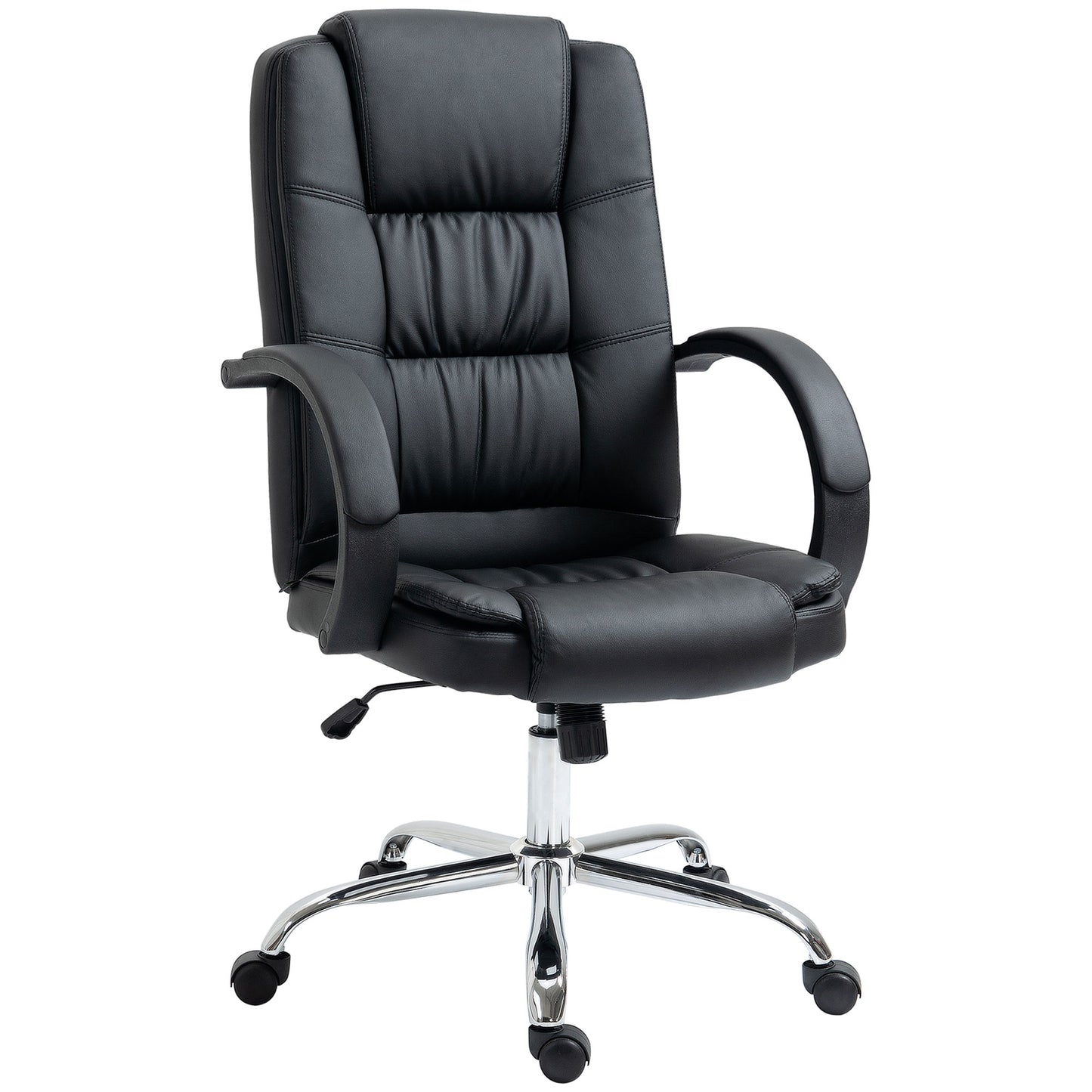 Image for Vinsetto High Back Swivel Chair, PU Leather Executive Office Chair with Padded Armrests, Adjustable Height, Tilt Function, Black