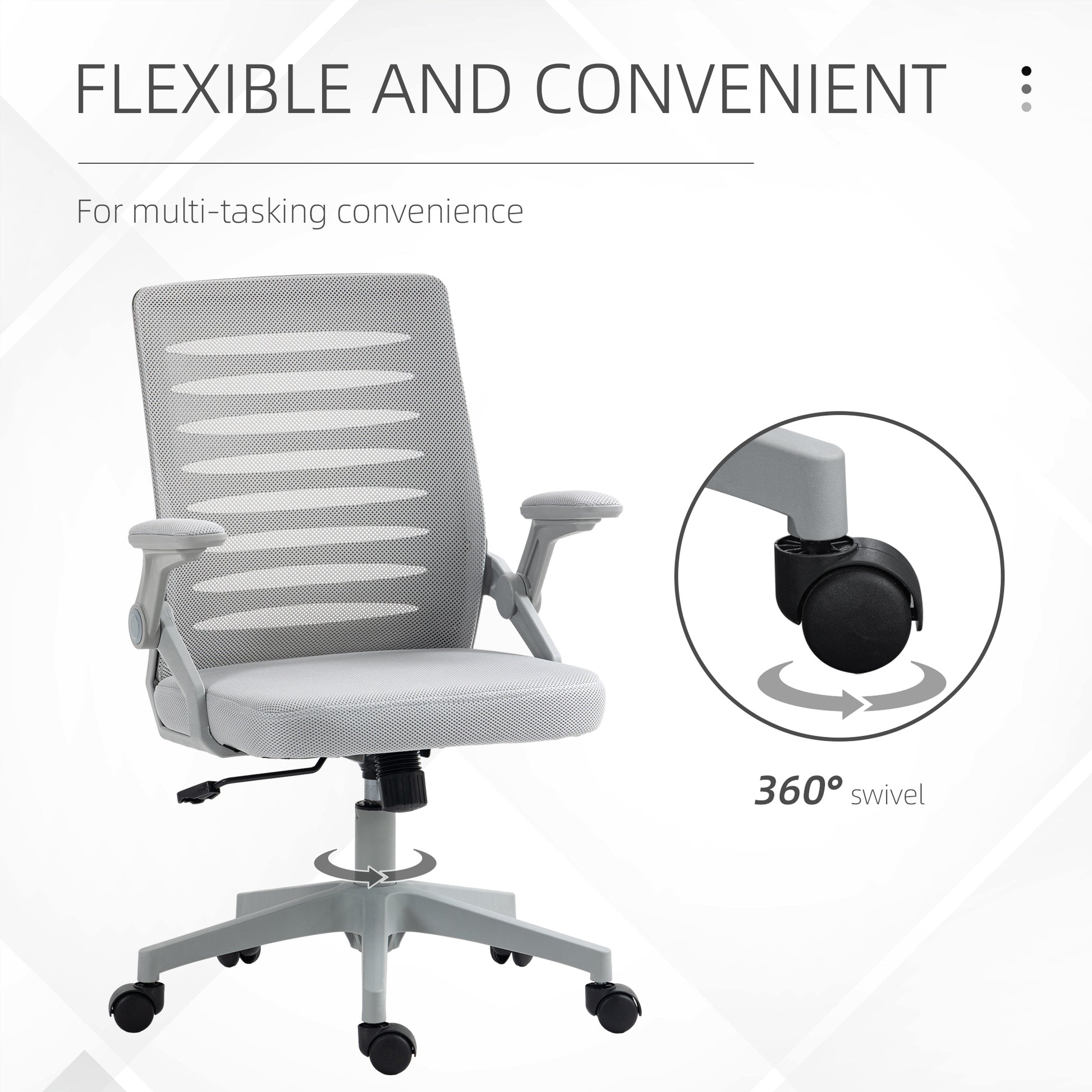 Image for Vinsetto Mesh Office Chair, Swivel Task Computer Chair for Home with Lumbar Support