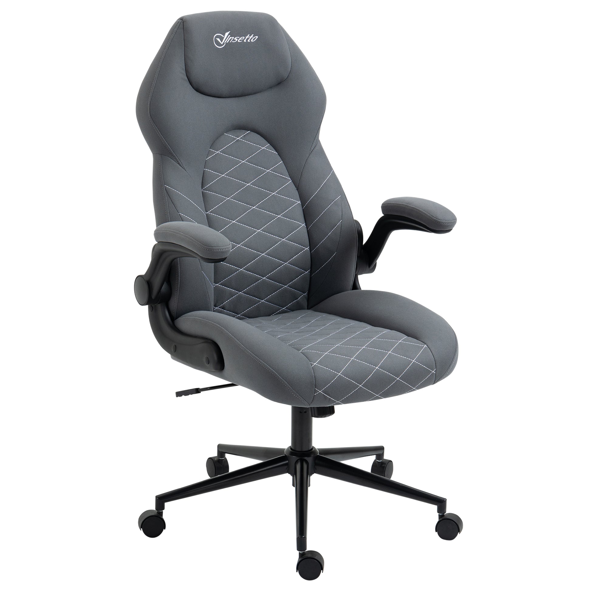 Image for Vinsetto Home Office Desk Chair, Computer Chair with Flip Up Armrests, Swivel Seat and Tilt Function, Dark Grey