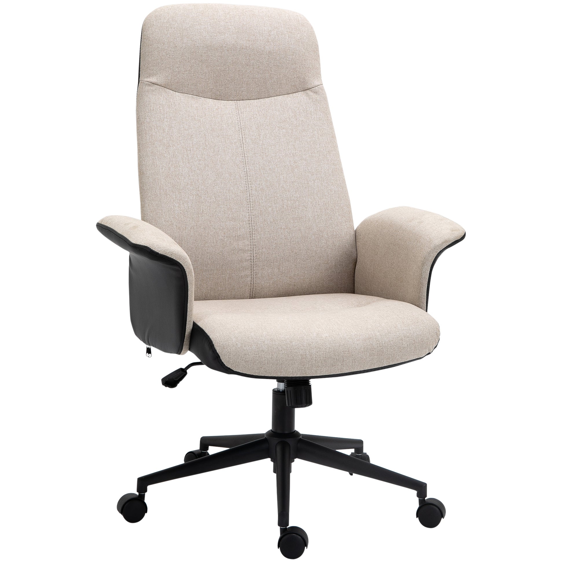 Image for Vinsetto High Back Office Chair, Linen Fabric Computer Desk Chair with Armrests, Tilt Function, Adjustable Seat Height, Beige