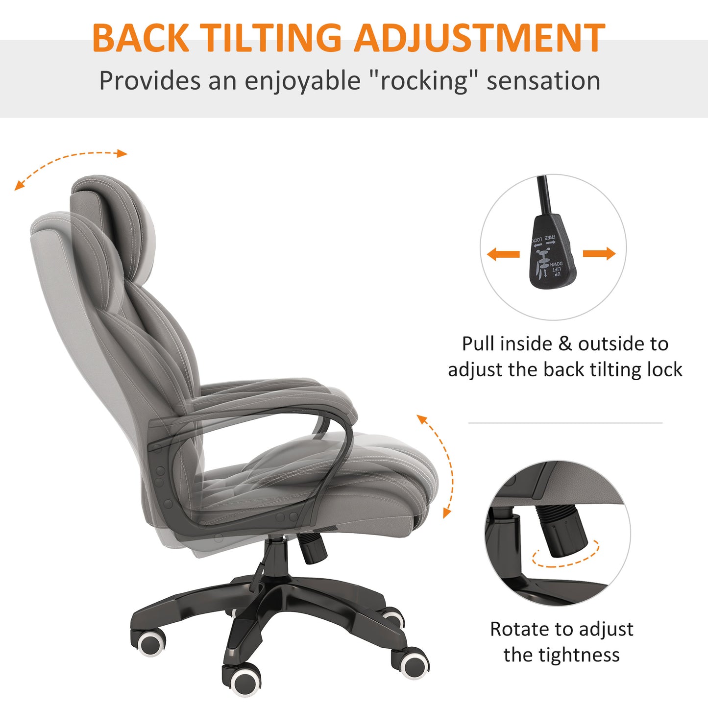 Image for Vinsetto High Back Executive Office Chair 6- Point Vibration Massage Extra Padded Swivel Ergonomic Tilt Desk Seat, Grey