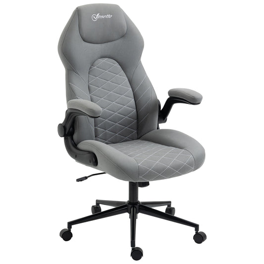 Image for Vinsetto Home Office Desk Chair, Computer Chair with Flip Up Armrests, Swivel Seat and Tilt Function, Light Grey