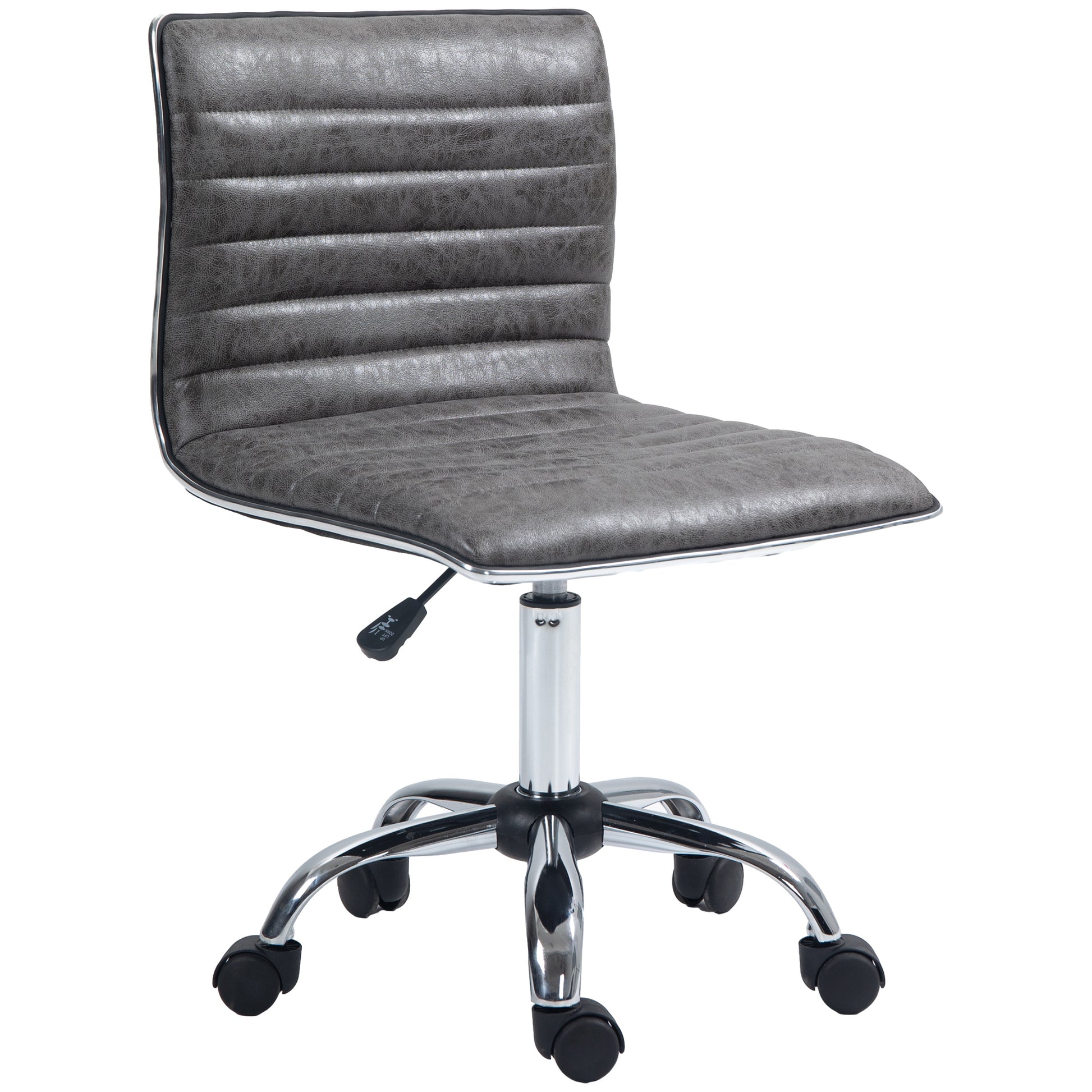 Image for Vinsetto Adjustable Swivel Office Chair with Armless Mid-Back in Microfibre Cloth and Chrome Base - Grey