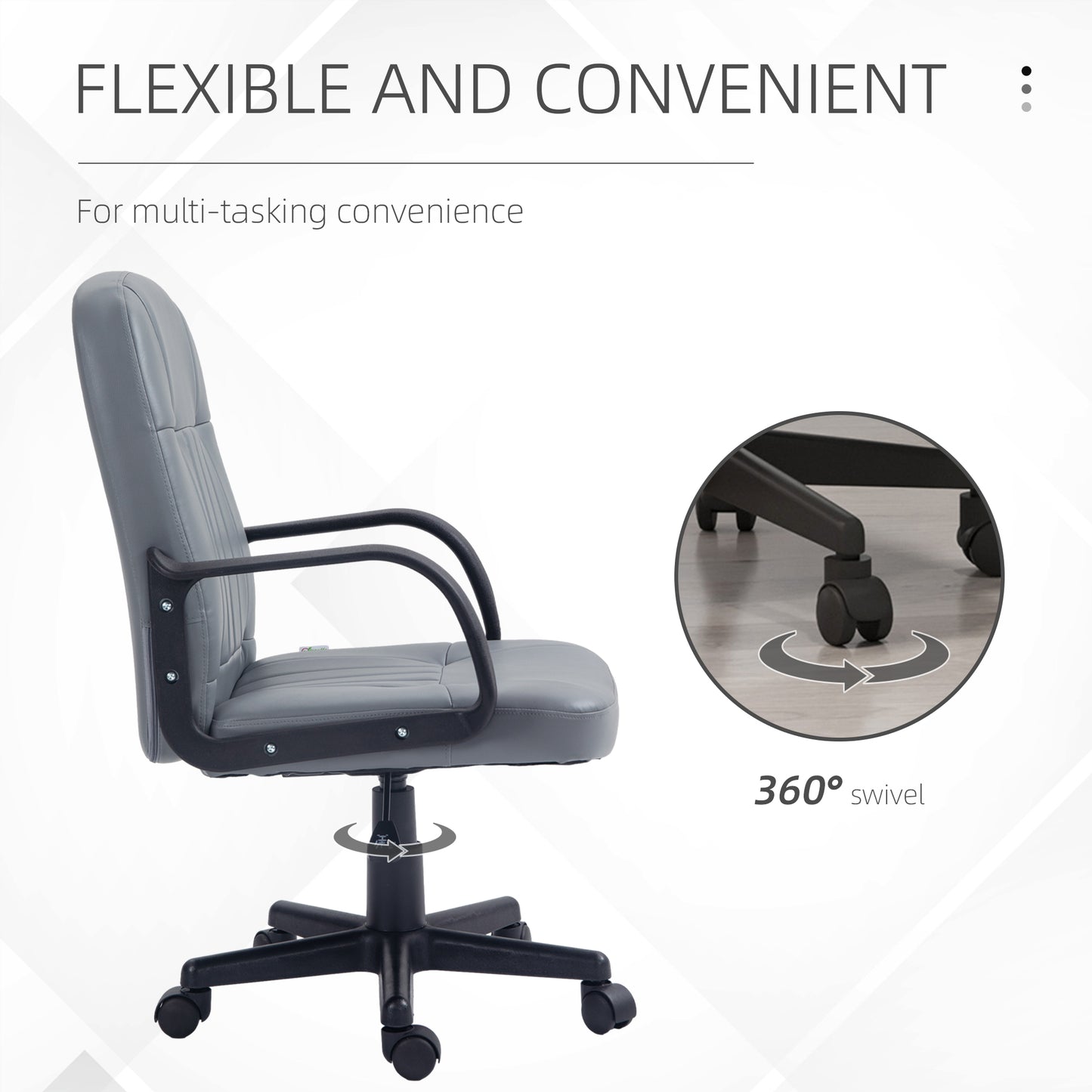 Image for Vinsetto Swivel Executive Office Chair PU Leather Computer Desk Chair Office Furniture Gaming Seater - Grey