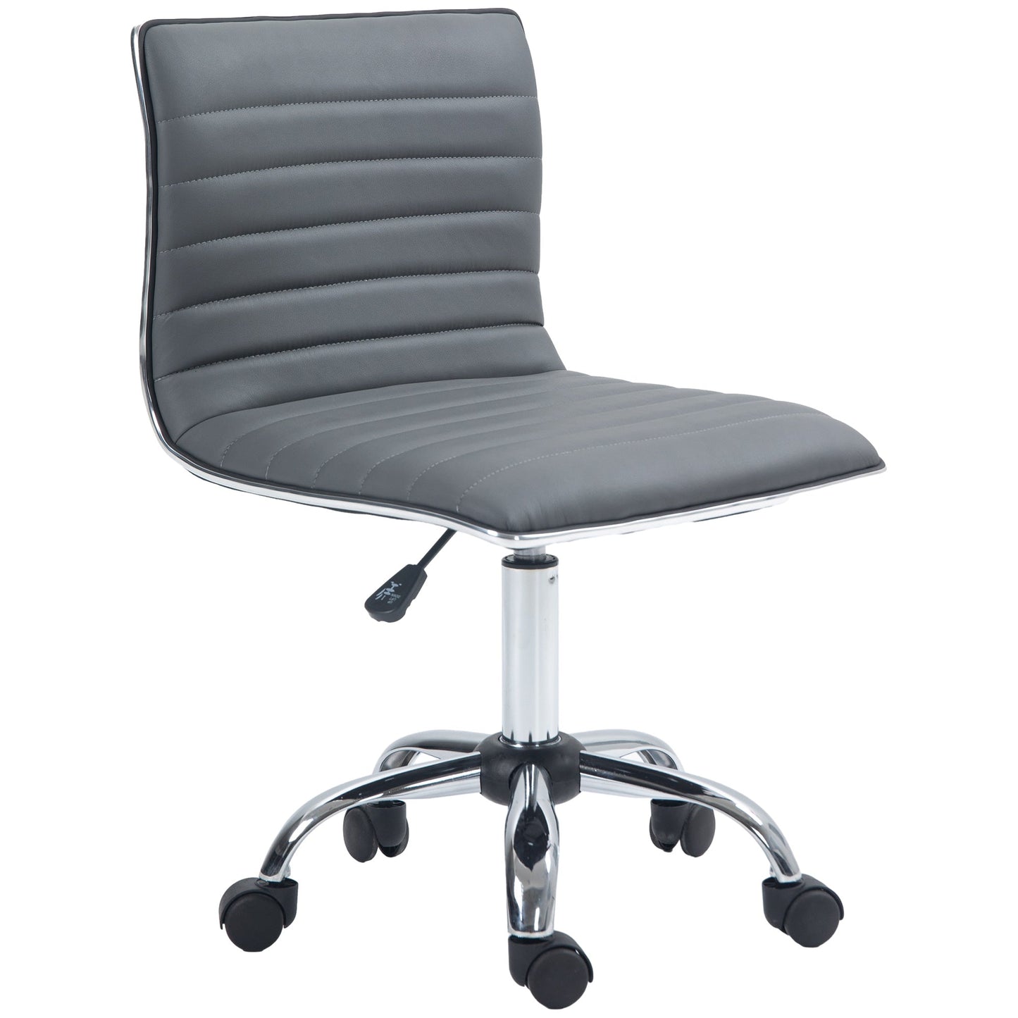 HOMCOM Adjustable Swivel Office Chair with Armless Mid-Back in PU Leather and Chrome Base - Black
