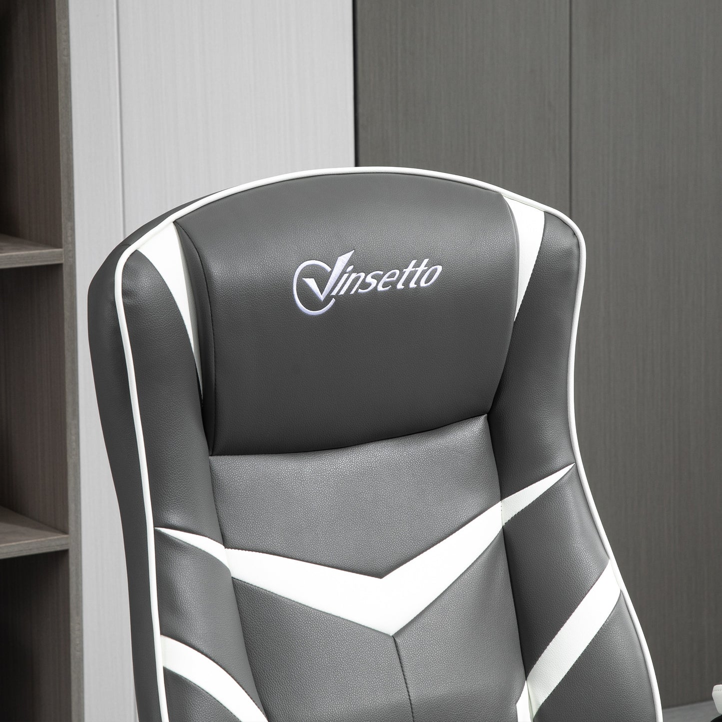 Image for Vinsetto Video Best Gaming Chair Computer Chair, Playseat with Adjustable Height, Swivel Base, Desk Chair, PVC Leather Swivel Chair, Grey