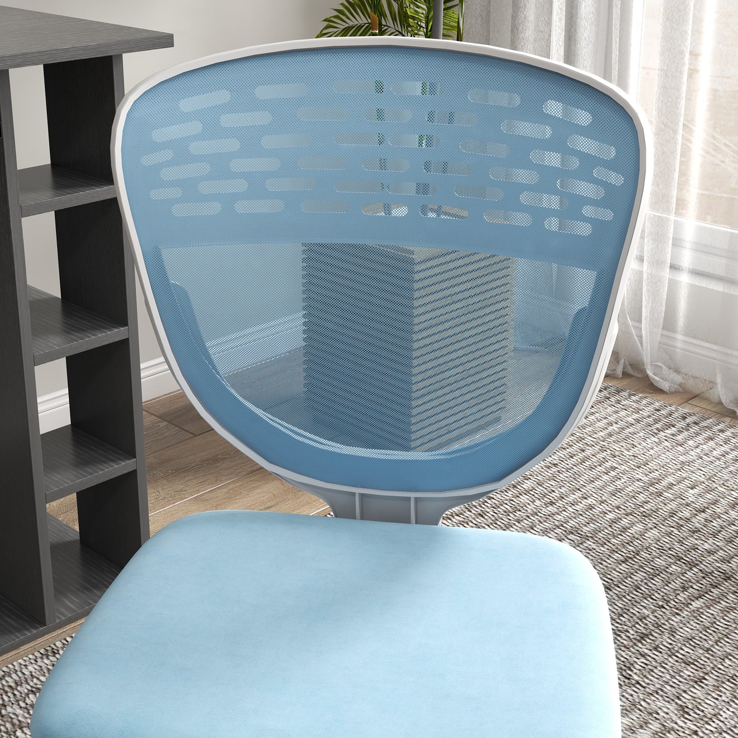 Image for Vinsetto Armless Desk Chair, Mesh Office Chair, Height Adjustable with Swivel Wheels, Blue