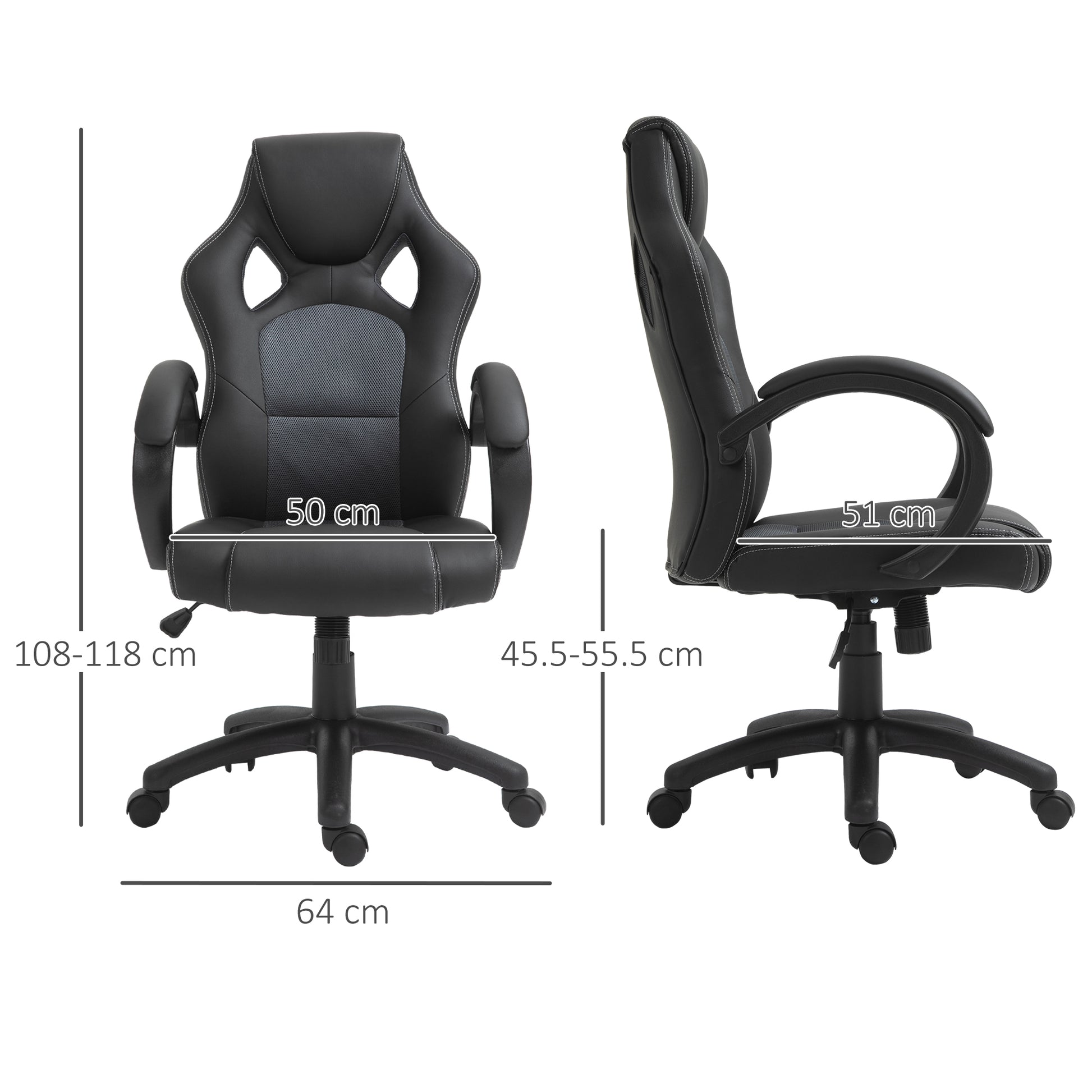 Image for Vinsetto High-Back Office Chair Faux Leather Swivel Computer Desk Chair for Home Office with Wheels Armrests Black